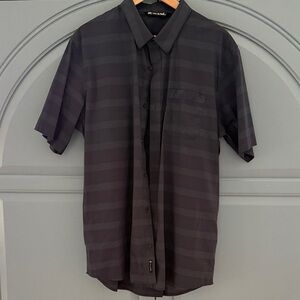 Travis Mathew Dark Gray Striped Button Down Shirt